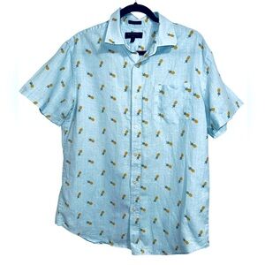 Banana Republic Light Blue Pineapple Print Shirt large